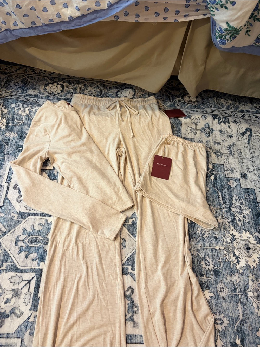 Women's Cream Long-Sleeve Pajama Set - Soft Lounge Top & Pants